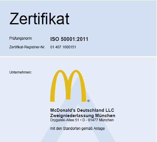 McDonald’s gelebte Energieeffizienz: ISO 50001